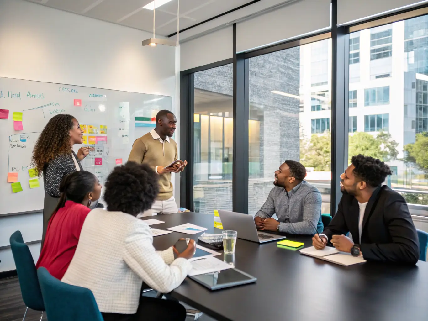 A vibrant photograph capturing the energy of a startup conference in London, featuring diverse attendees networking and engaging in discussions around innovation and technology.
